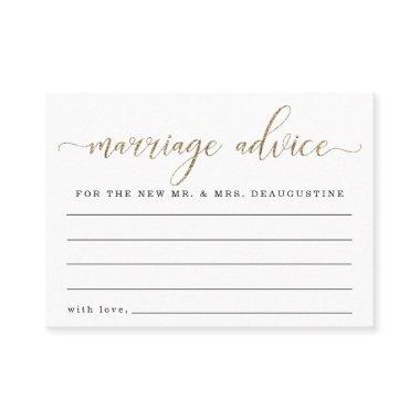 Personalized Marriage Advice Card - Gold Glitter