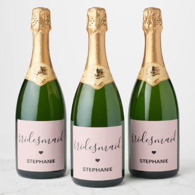 Personalized Minimalist Bridesmaid Custom name Sparkling Wine Label