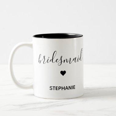 Personalized Minimalist Bridesmaid Custom Name Two-Tone Coffee Mug