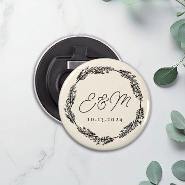 Personalized Minimalist Button Wedding Favor Bottle Opener