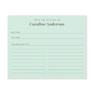 Personalized Mint Green Favorite Recipe Chef Baker