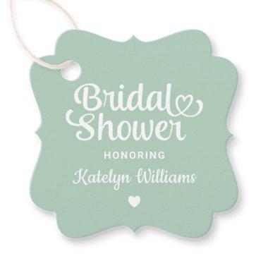 Personalized Mint Green Wedding Bridal Shower Favor Tags