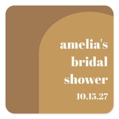 Personalized Modern Brown Retro  Square Sticker