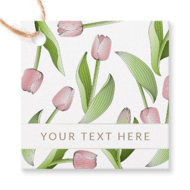 Personalized Modern Pink Tulip Favor Tags