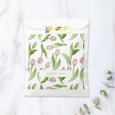 Personalized Modern Pink Tulip Flower Favor Bag
