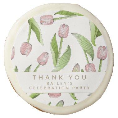 Personalized Modern Pink Tulip Party Favor Sugar Cookie