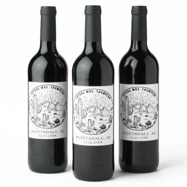 Personalized Monogram Desert  Wedding Wine Label