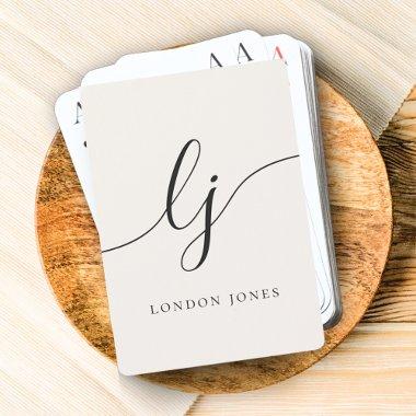 Personalized Monogram Name Calligraphy Script Poker