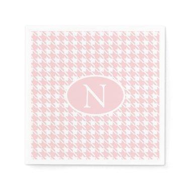 Personalized Monogram Pink Houndstooth Check Napkins