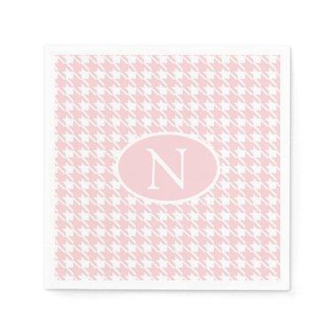Personalized Monogram Pink Houndstooth Check Napkins