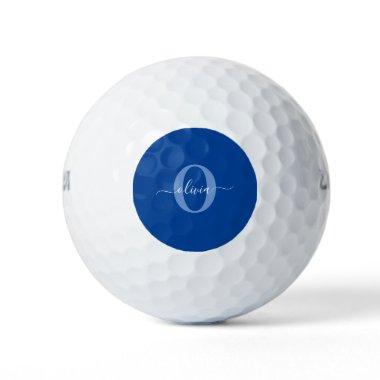 Personalized Monogram Script Name Blue White Golf Balls