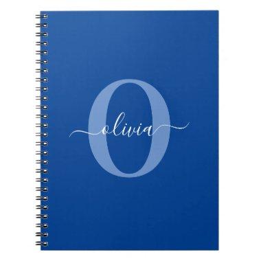 Personalized Monogram Script Name Blue White Notebook