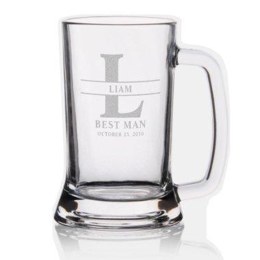 Personalized Monogrammed Groomsman Engraved Beer Stein