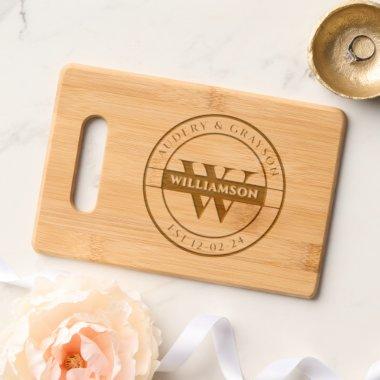 Personalized Monogrammed Initial Couple Name Engraved Cutting Board