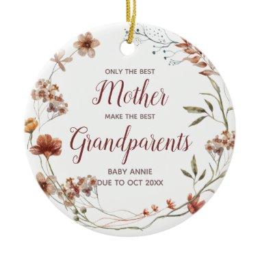 Personalized Mother Only The Best Boho Wildflowers Ceramic Ornament
