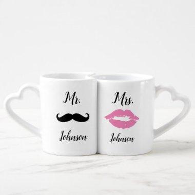 Personalized Mr and Mrs Couples Groom Bride Engage Coffee Mug Set
