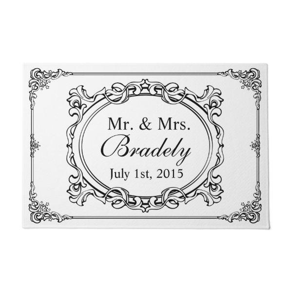 Personalized Mr. and Mrs. Wedding Decor Frame Doormat