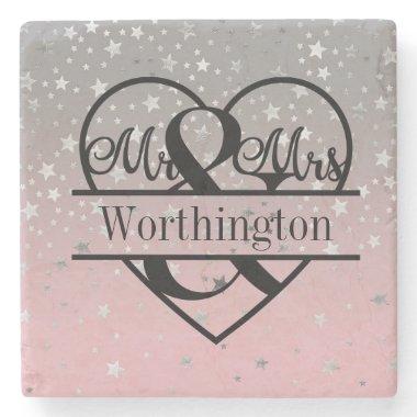 Personalized Mr and Mrs Wedding Newly Married Gift Stone Coaster