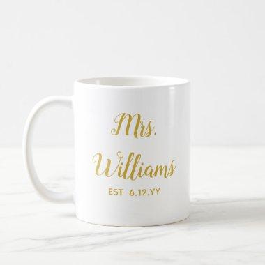 Personalized Mrs Est Newlywed Bride Gift Custom Coffee Mug