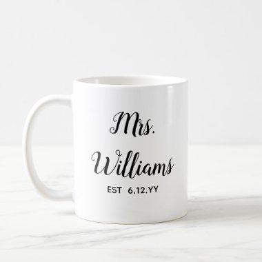 Personalized Mrs Est Your Date Bride Gift Custom Coffee Mug