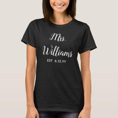 Personalized Mrs Est Your Date Gift for Bride T-Shirt