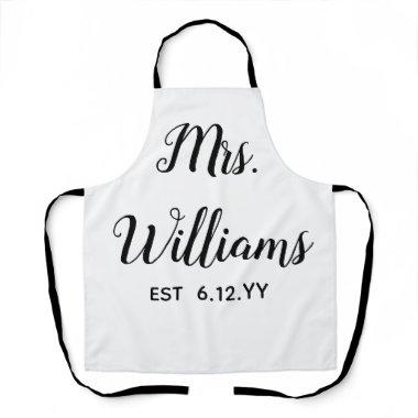 Personalized Mrs Est Your Date Present for Bride Apron