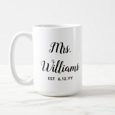 Personalized Mrs Est Your Date Present for Bride Coffee Mug