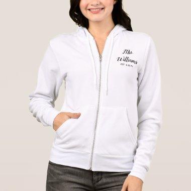 Personalized Mrs Est Your Date Present for Bride Hoodie