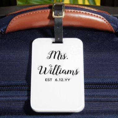 Personalized Mrs Est Your Date Present for Bride Luggage Tag