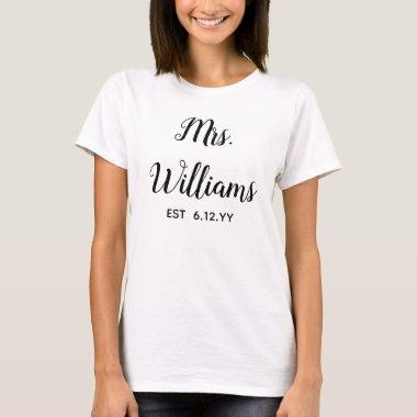 Personalized Mrs Est Your Date Present for Bride T-Shirt