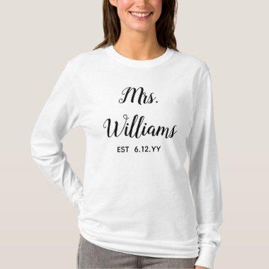 Personalized Mrs Est Your Date Present for Bride T T-Shirt
