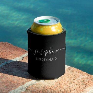 Personalized Name Black Bridesmaid Can Cooler
