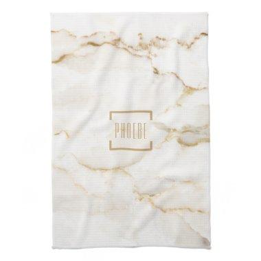 Personalized Name Gold Effect Marble Name Kitchen Towel