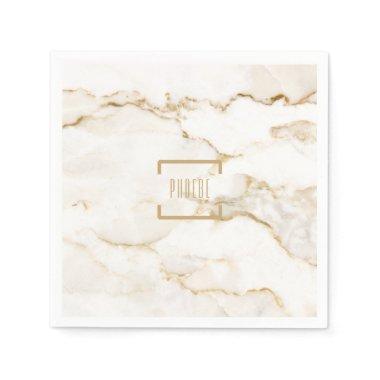 Personalized Name Gold Effect Marble Paper Napkins
