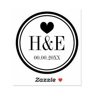 Personalized name heart wedding kiss-cut vinyl sticker