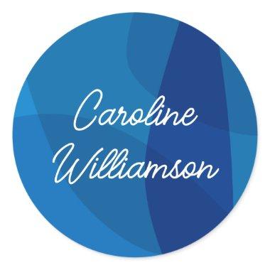 Personalized Name Vibrant Blue Favor Graduation Classic Round Sticker