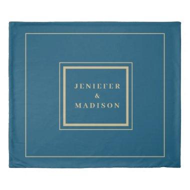 Personalized Navy blue And Gold wedding  Duvet Cover