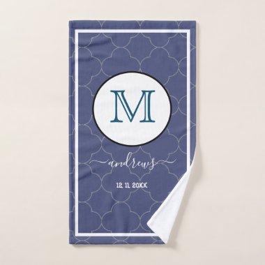 Personalized Navy Blue Signature Name Towel