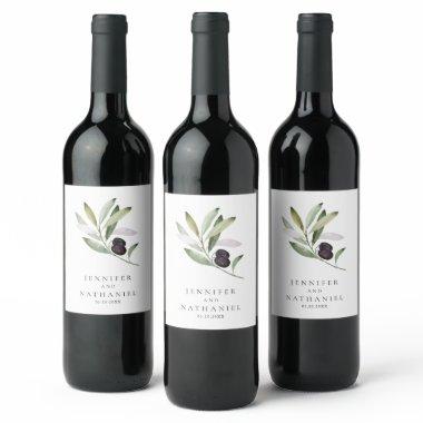 Personalized Olive Branch Wedding Wine Label