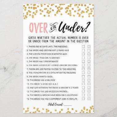 Personalized Over or Under Bridal Shower game