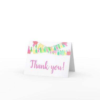 Personalized Papel Picado Tassel Pink Green Girly Thank You