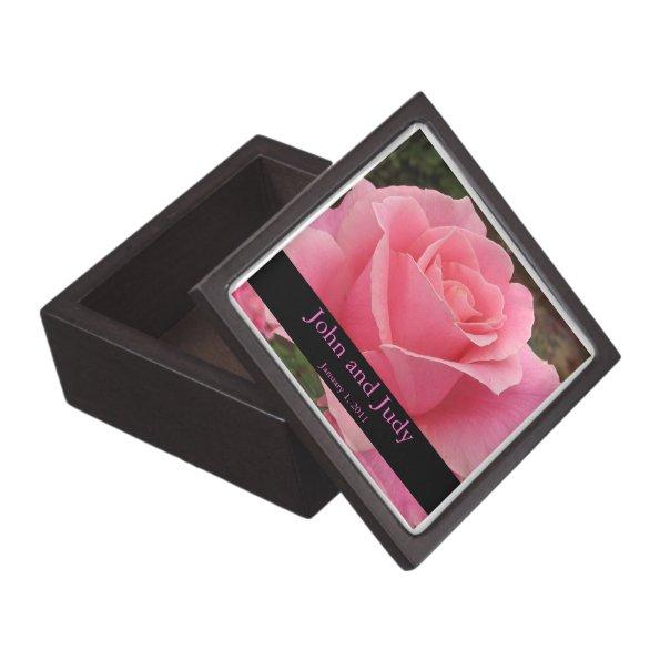 Personalized Perfectly Pink Rose Wedding Gift Box