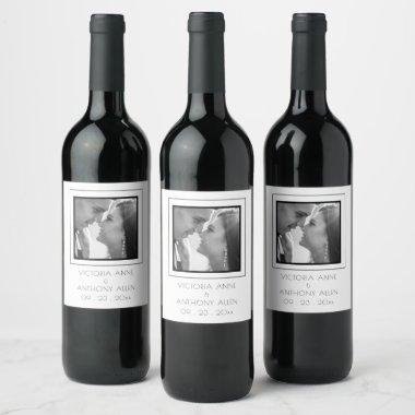 Personalized Photo Black Wine Label