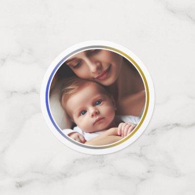 Personalized Photo Blue Silver and Gold Party Confetti