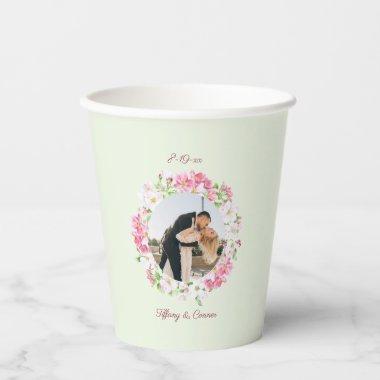 Personalized Photo Wedding Date Bride Groom Custom Paper Cups