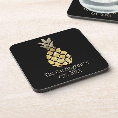 Personalized Pineapple Stenciled Beverage Coaster