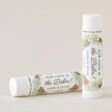 Personalized Pinecone Winter Wedding Favors Lip Balm