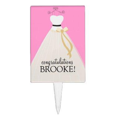 Personalized Pink Bridal Shower Cake Topper