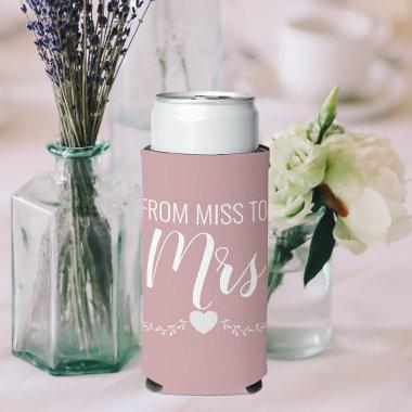 Personalized Pink Bridal Shower Miss to Mrs Seltzer Can Cooler