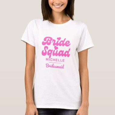 Personalized Pink Bride Squad Bachelorette T-Shirt